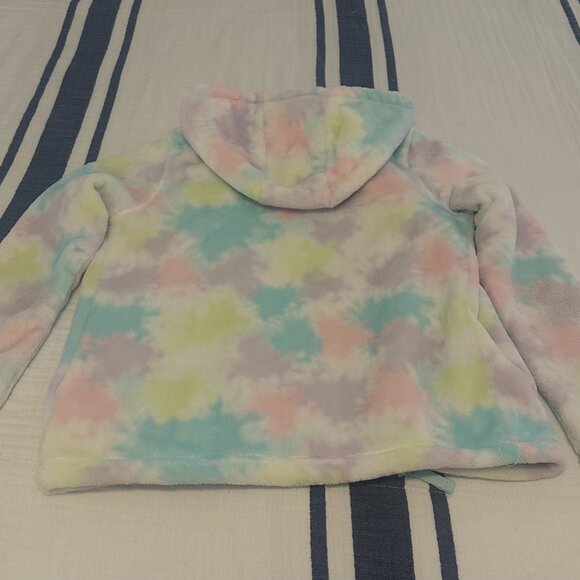 Lands' End Girls Fleece Hoodie Full Zip Jacket: Large 10/12, Pastel Color Splash - Picture 3 of 5